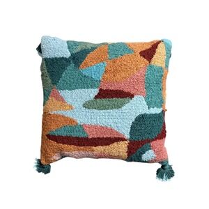 Opalhouse Abstract Punch Needle Boho Throw Pillow Teal Terracotta Geometric